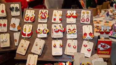 Earrings in Chiefs colors