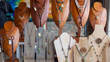 Necklaces on display