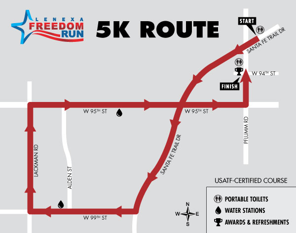 Freedom Run 5K Route Map