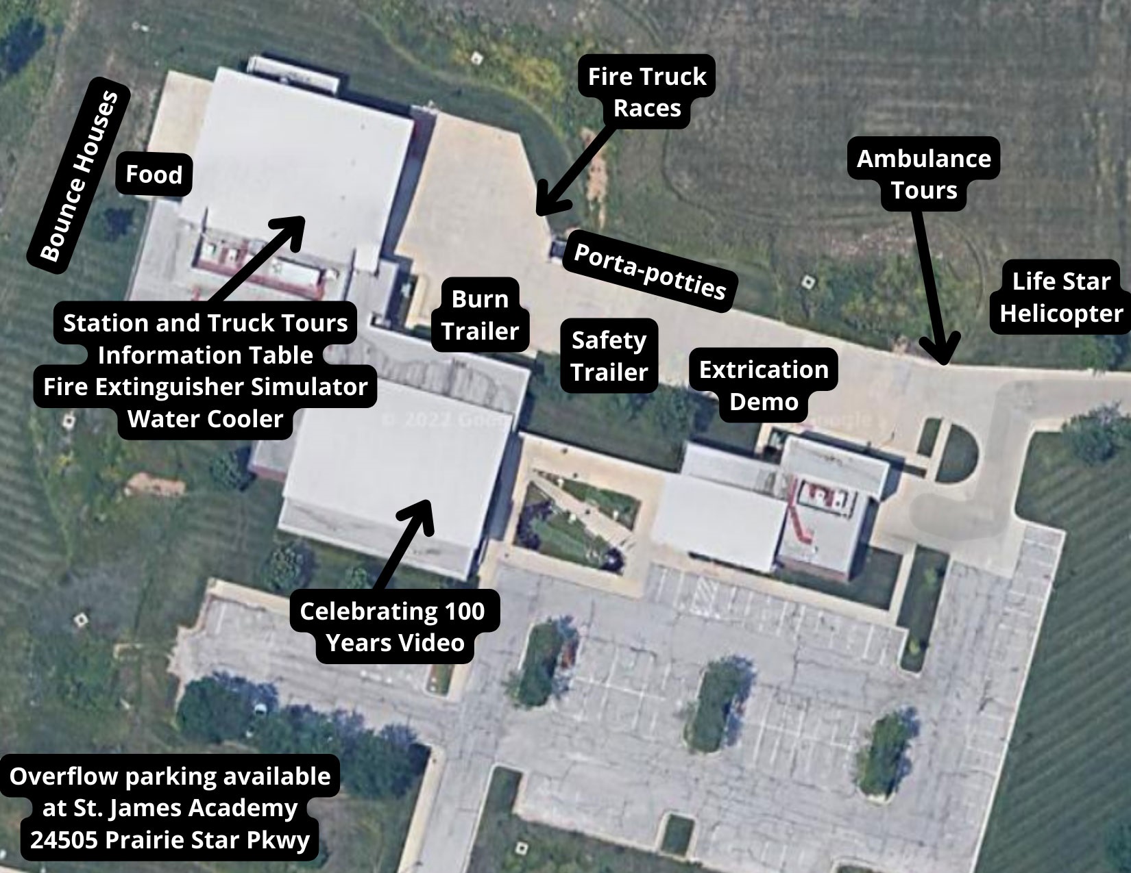 aerial map of Fire Department Open House event site