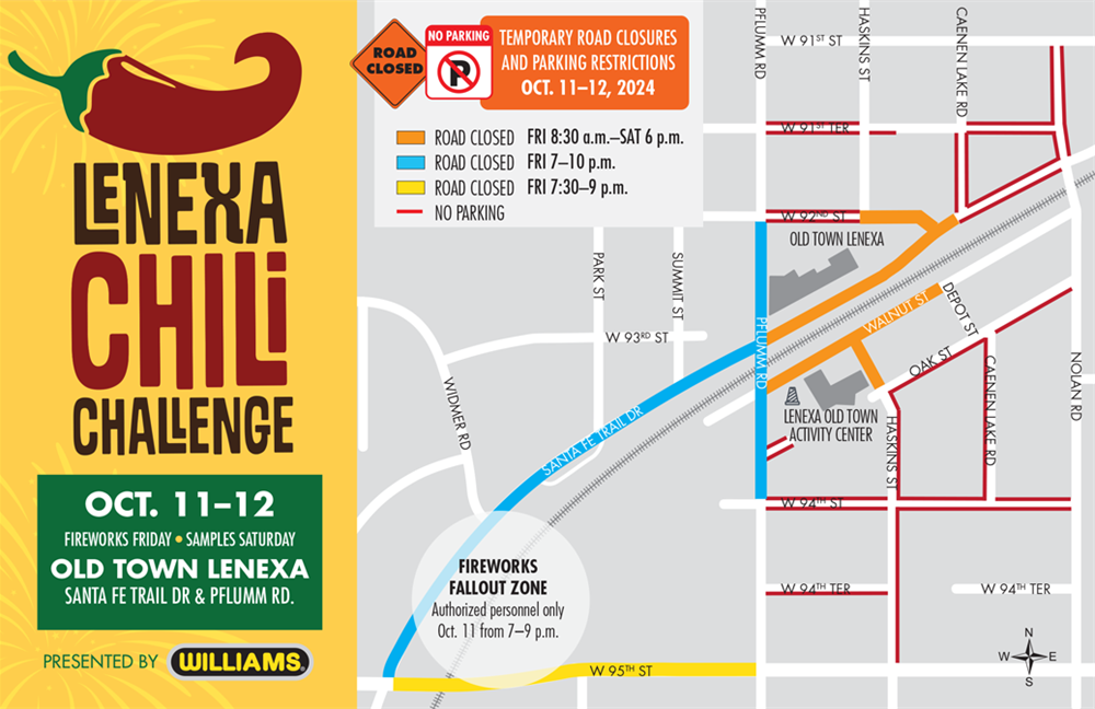 Chili Challenge road closures and parking restrictions map