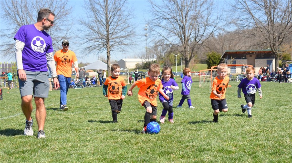 Kids playing soccer at Little Mill Creek Park