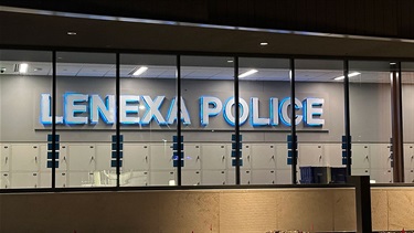 Storage lockers for police duty bags at Lenexa Justice Center