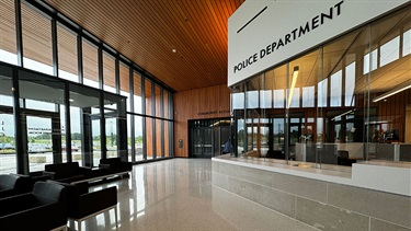 Light-filled lobby of Lenexa Justice Center