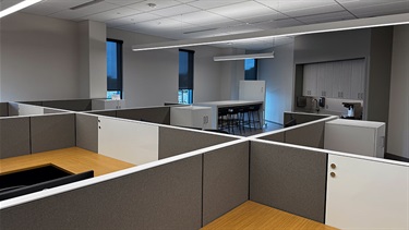 Staff offices with cubicles at Lenexa Justice Center