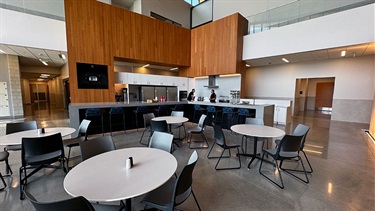 Staff entrance at Lenexa Justice Center that opens into eating area.