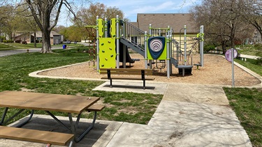 Picnic table and play equipment