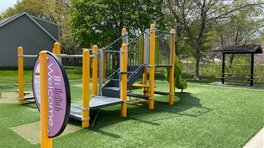 Playground with climbing features